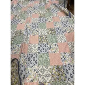 Martha Stewart Quilted REVERSIBLE Bedspread BLANKET PATCHWORK QUILT FULL Cotton